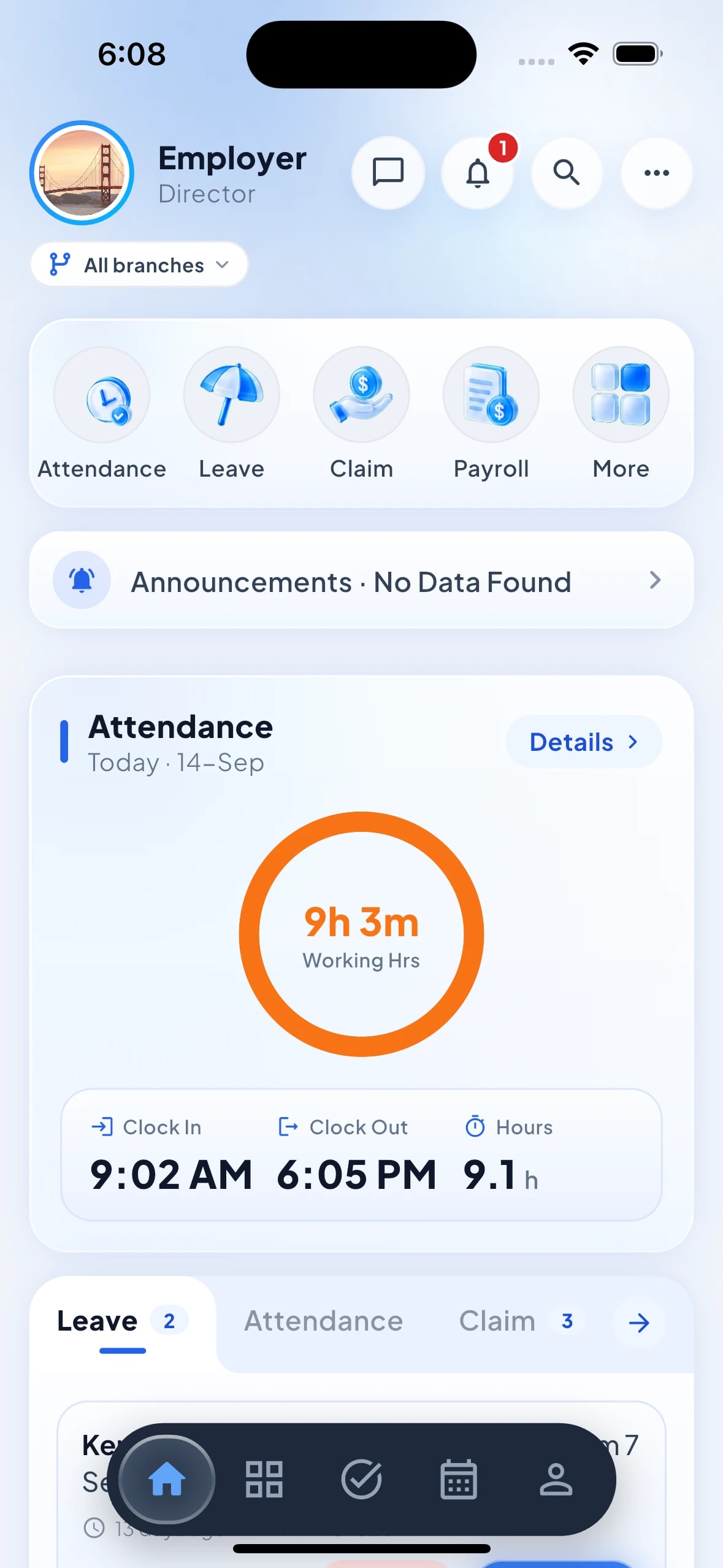 The Aurago home screen on a phone — Home